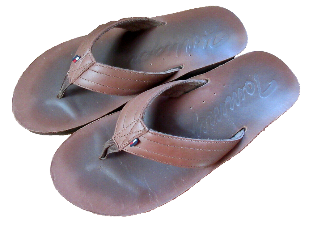 Tommy Hilfiger Kingston Mens Leather Flip Flops Size 12 M