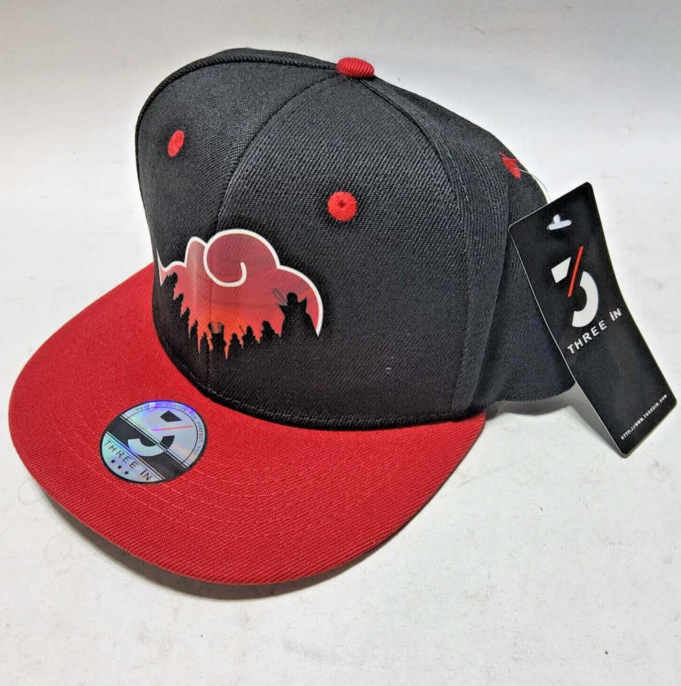 Three in naruto black & red snapback cap new w tags in bag