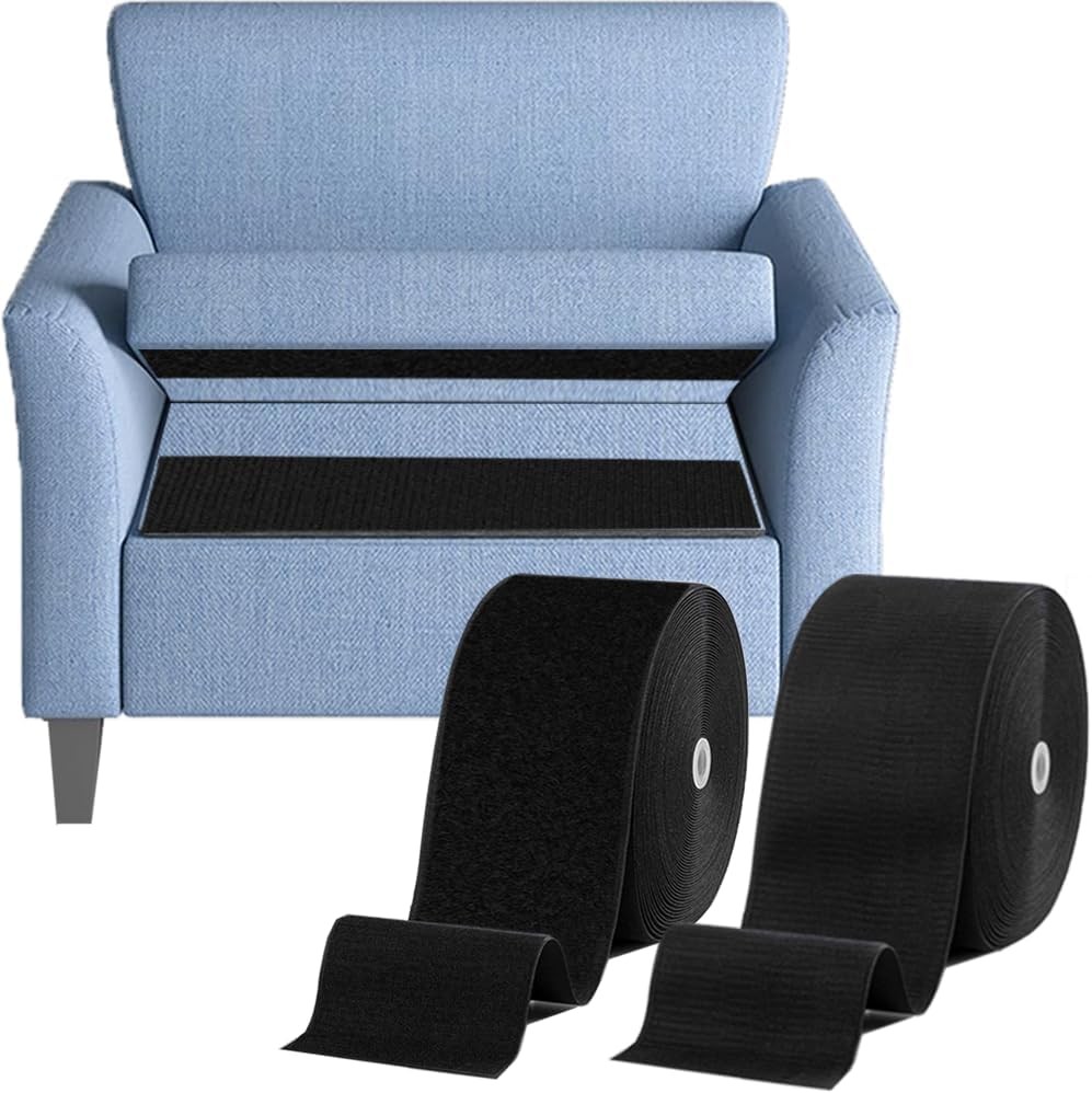 SOURRI 4x20ft Heavy-Duty Hook and Loop Tape Black Fastener Strip