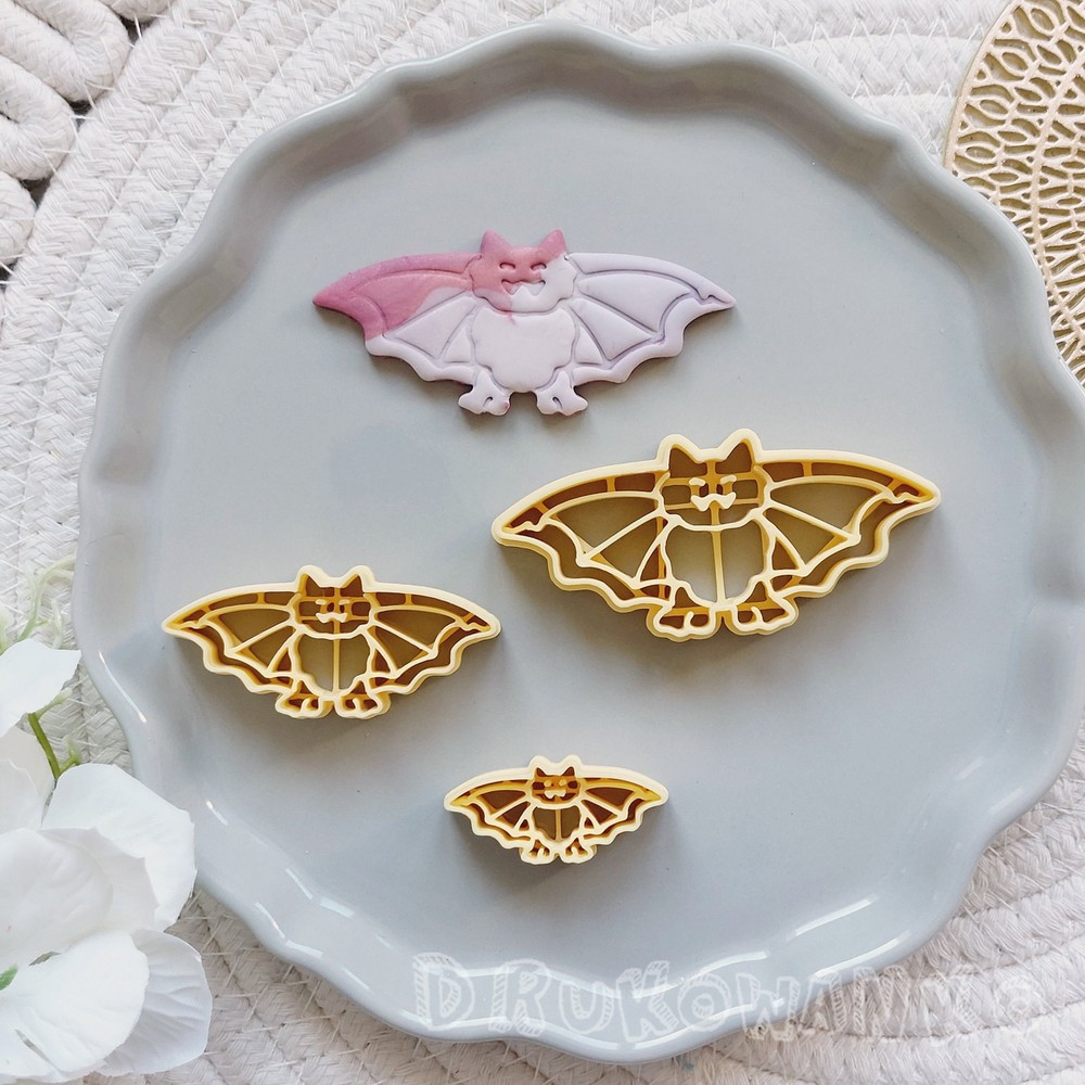 Bat Animal Wild Cave Vampire Scary 3 Polymer Clay Cutter For Earring Jewelry