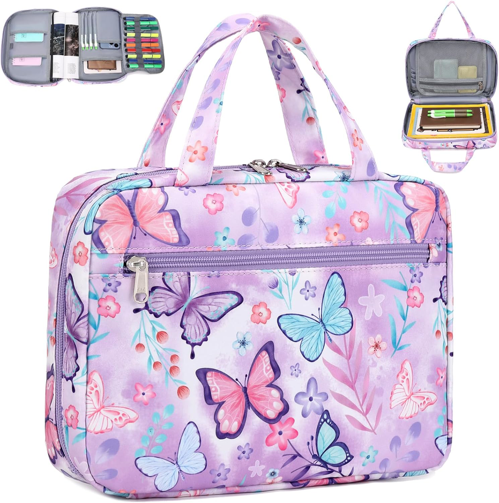 Bible Cover for Girls with Handle Zipper Pocket Butterfly Design