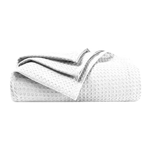 Queen Size Cotton Blanket for Bed - Waffle Weave Thermal Blanket for Winter, ...