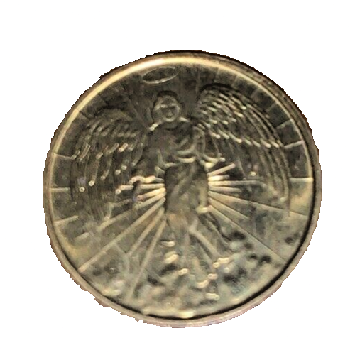 Vintage Guardian Angel Pocket Coin Token Gold Tone Religious 1