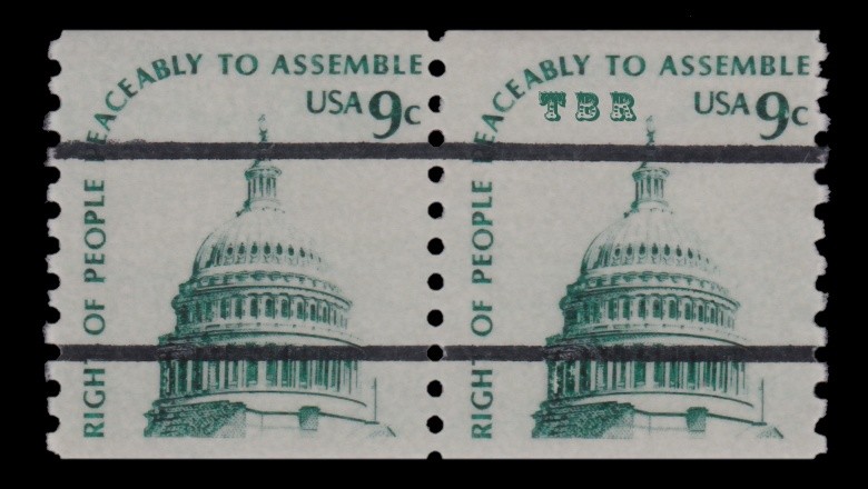 1616b Capitol 9c Bars Shiny Gum Bureau Precancel Americana Pair MNH - Buy Now-image