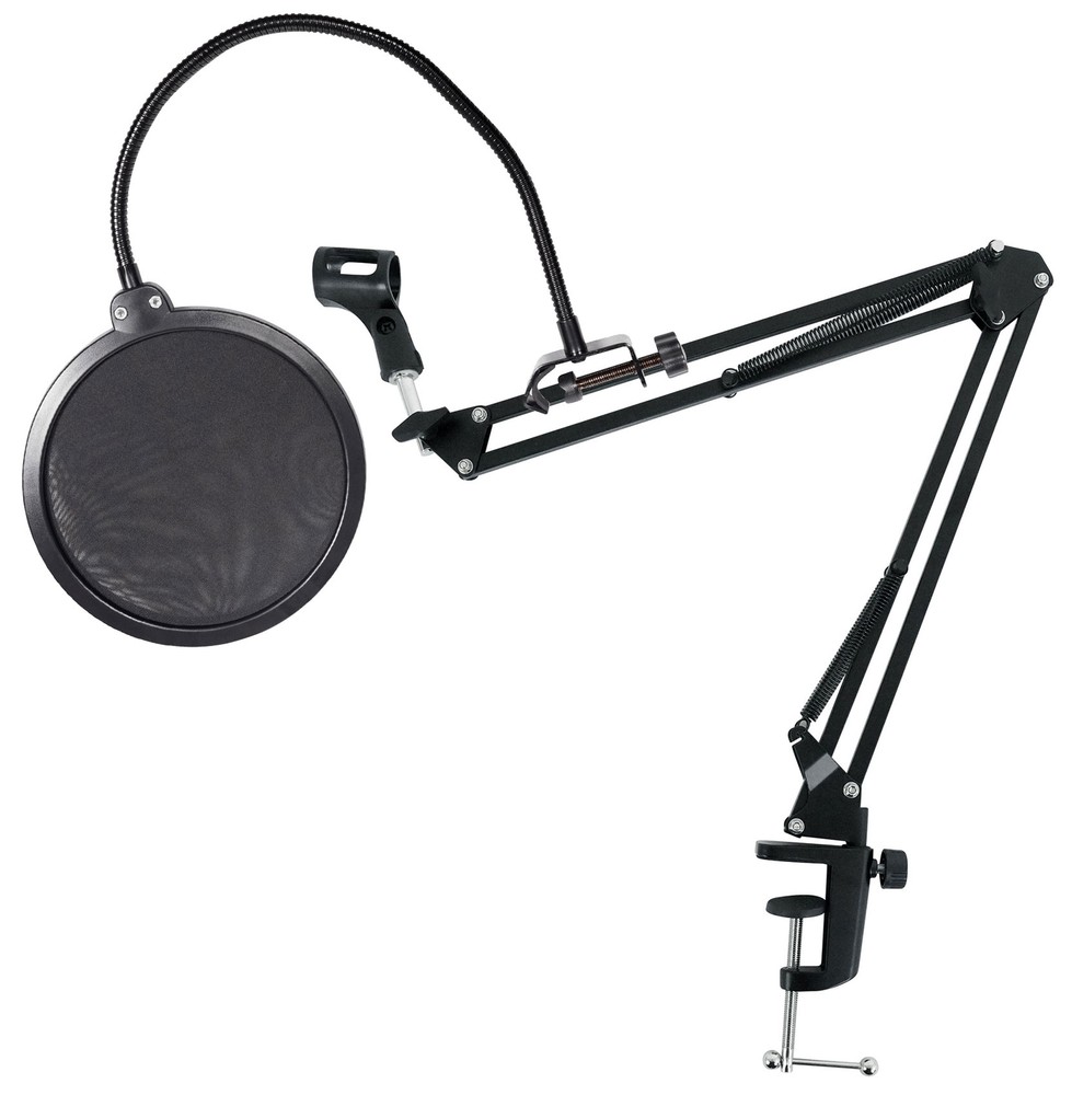 Rockville DMS30 Microphone Boom Arm Studio Podcast Mic Stand+Clamp+Pop Filter