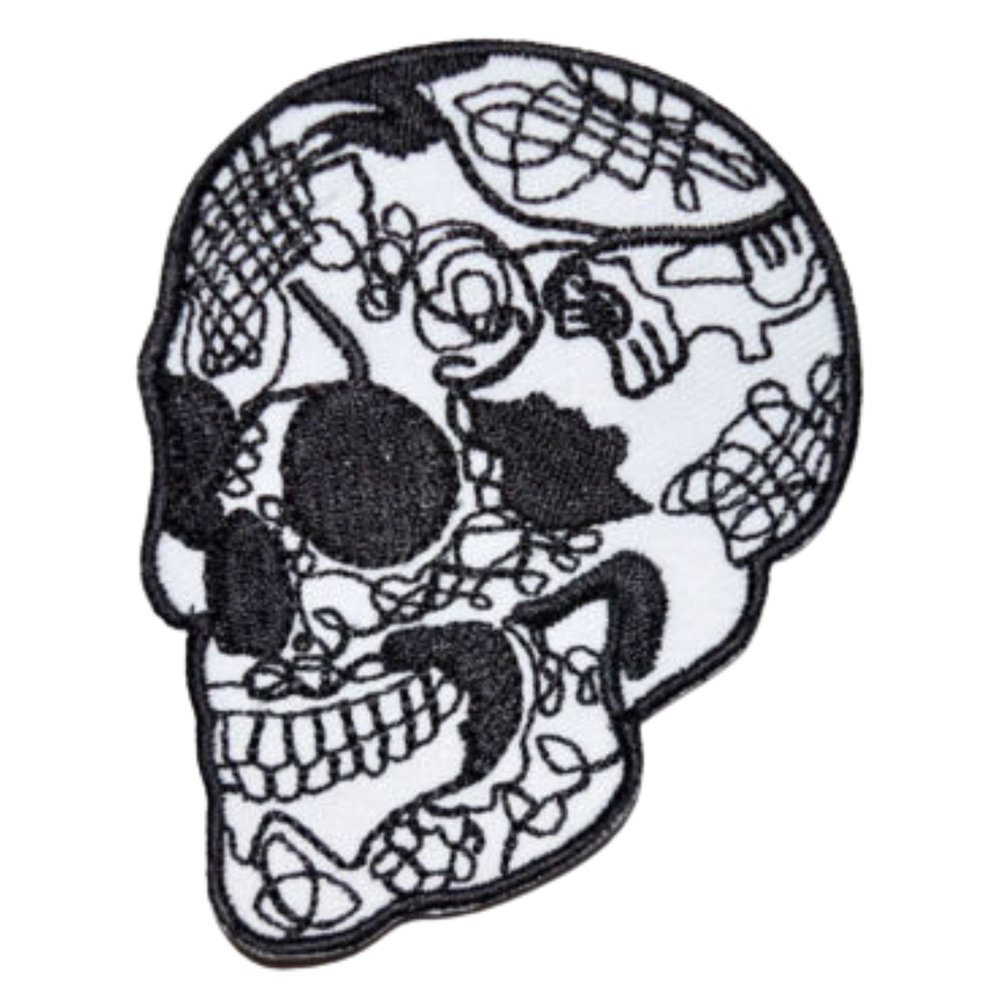 Skull Head Biker Punk Gothic Iron-On Embroidered Patch