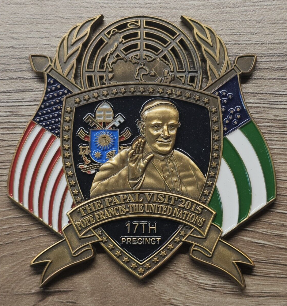 NYPD 17th Pct United Nation 2015 Papal Visit Police Challenge Coin FREE SHIPPING-image