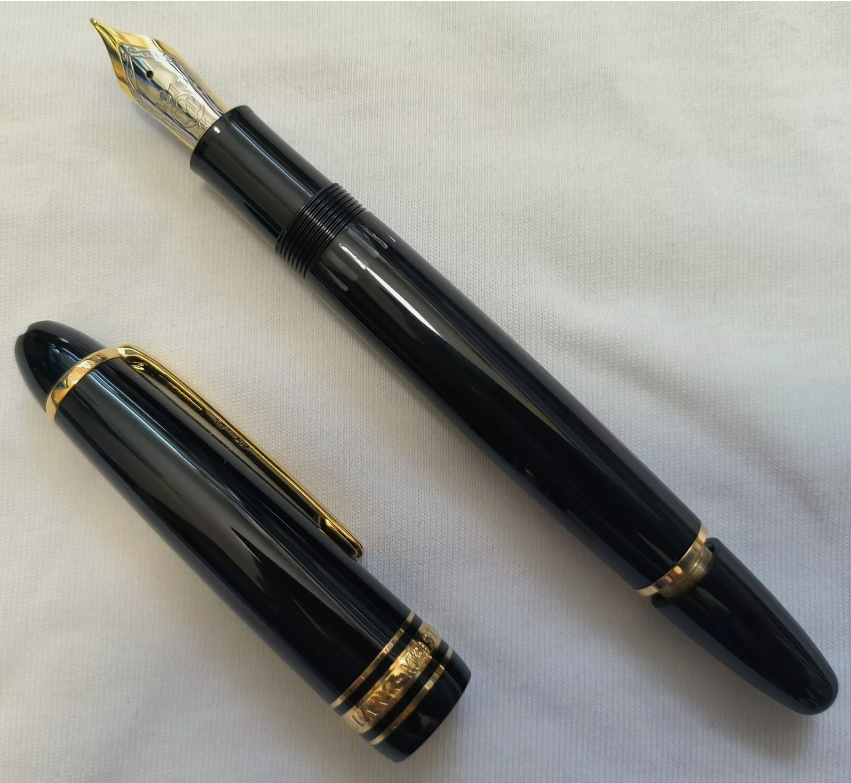 High Grade Piston inking Resin Series Bright Black-Gold Clip M nib Fountain Pen