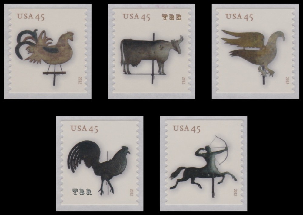 4613-17 4614 4615 4616 4617 Weather Vanes 45c Singles Set Five 2012 MNH -Buy Now-image