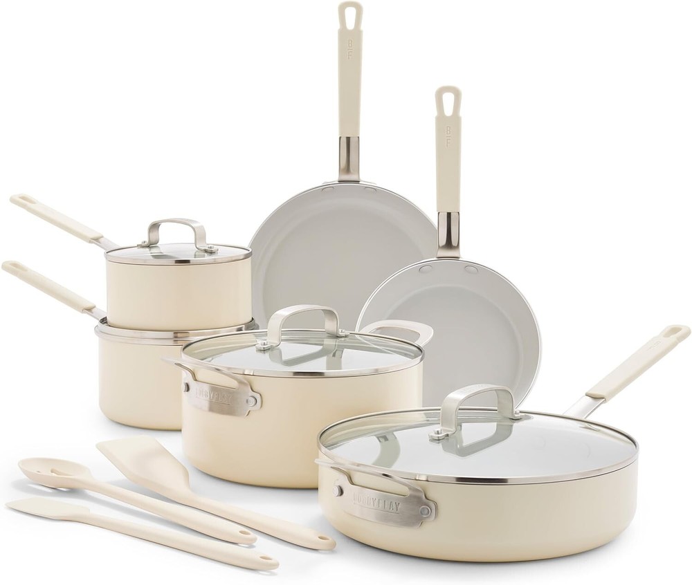 GreenPan x Bobby Flay 13-Piece Nonstick Cookware Set in Cream, Induction & Oven Safe