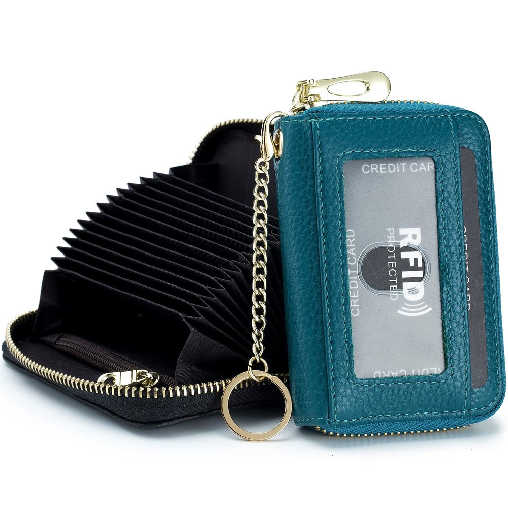 RFID Blocking Genuine Leather Business Credit Card Holder Wallet Case  -image