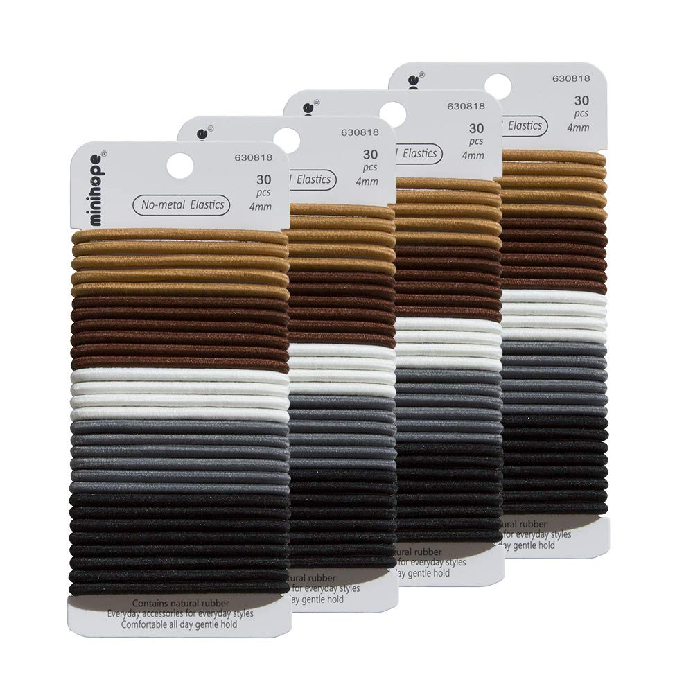 Minihope Thick 4MM Women’s Hair Ties - 120 Count Pack for Medium Hair