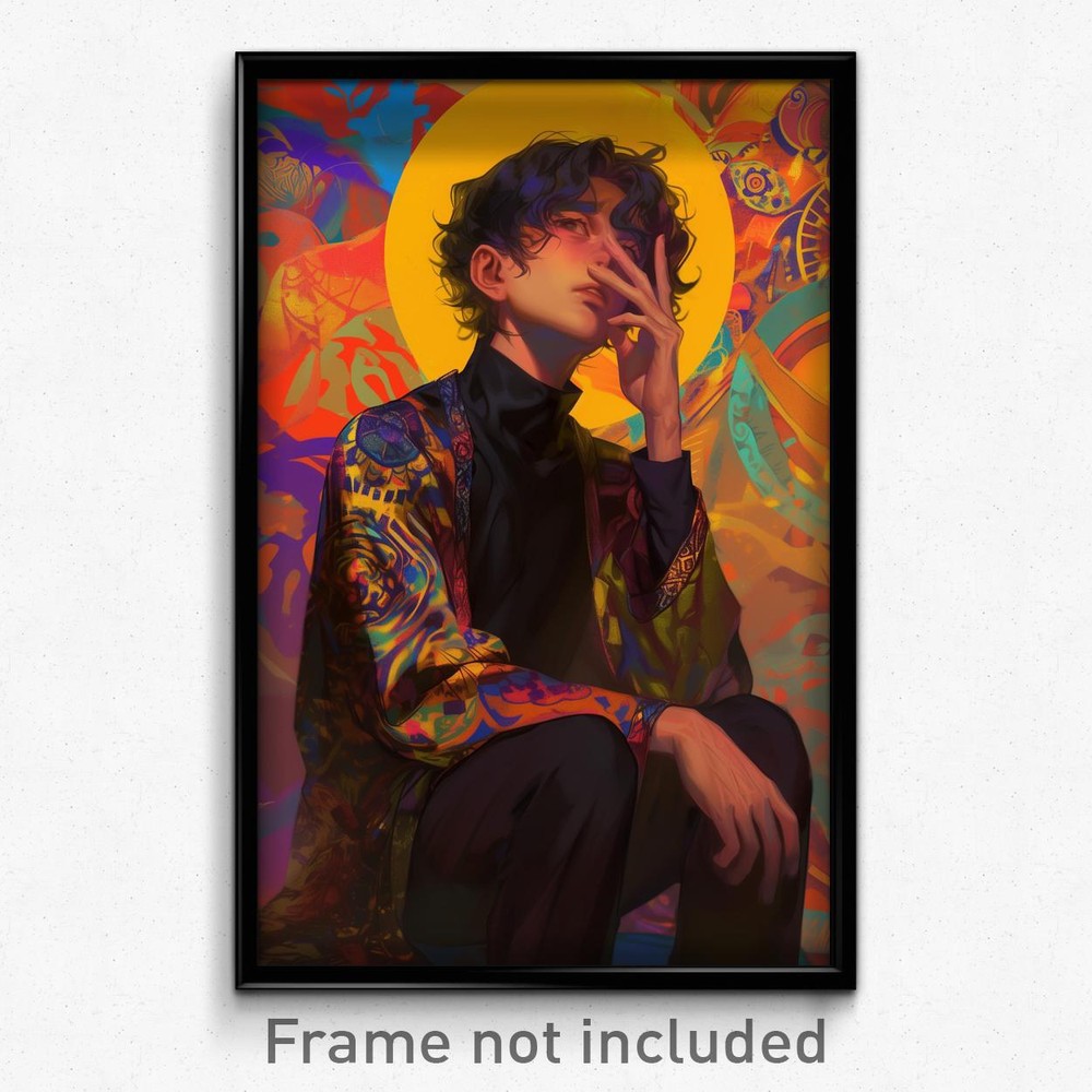 Art Poster - Boy Feeling Epiphany Wearing Urban Black Clothes (Art Print)