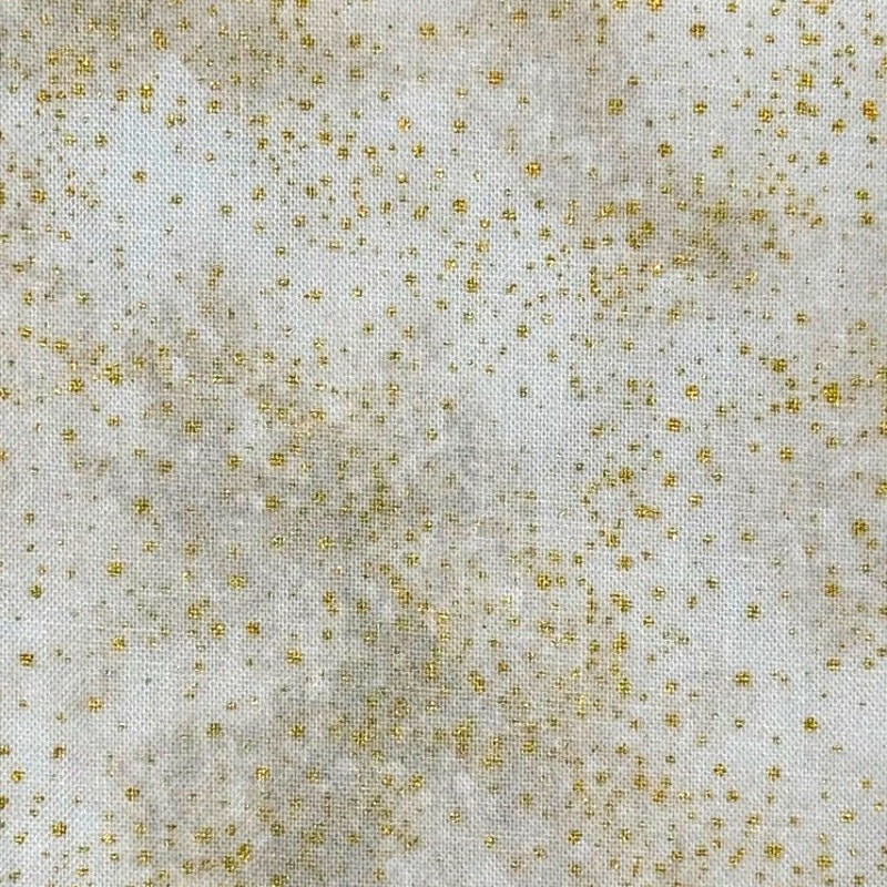 Calico Cosmos Gold Metallic on Cream Quilt Cotton Fabric - 1 Yard