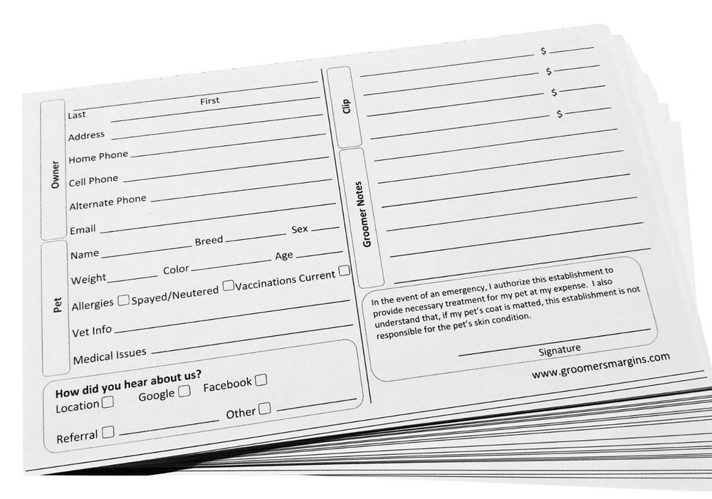 Pet Grooming Customer Profile Cards for Dogs and Cats 5x8 100 Count  -image