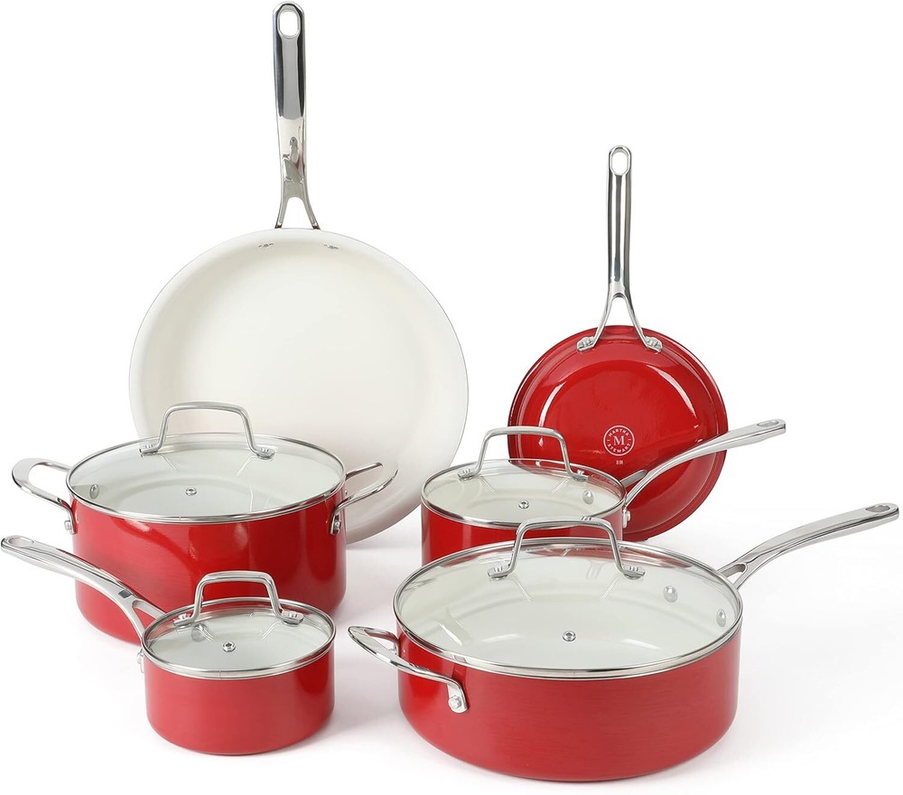 Martha Stewart Lockton Premium Nonstick PFA Free Ceramic Interior 10Piece Enamel