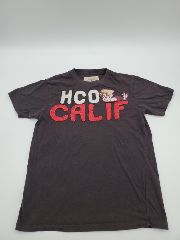 Hollister T-shirt Men Medium Brown Spell Out Embroidered…#16785