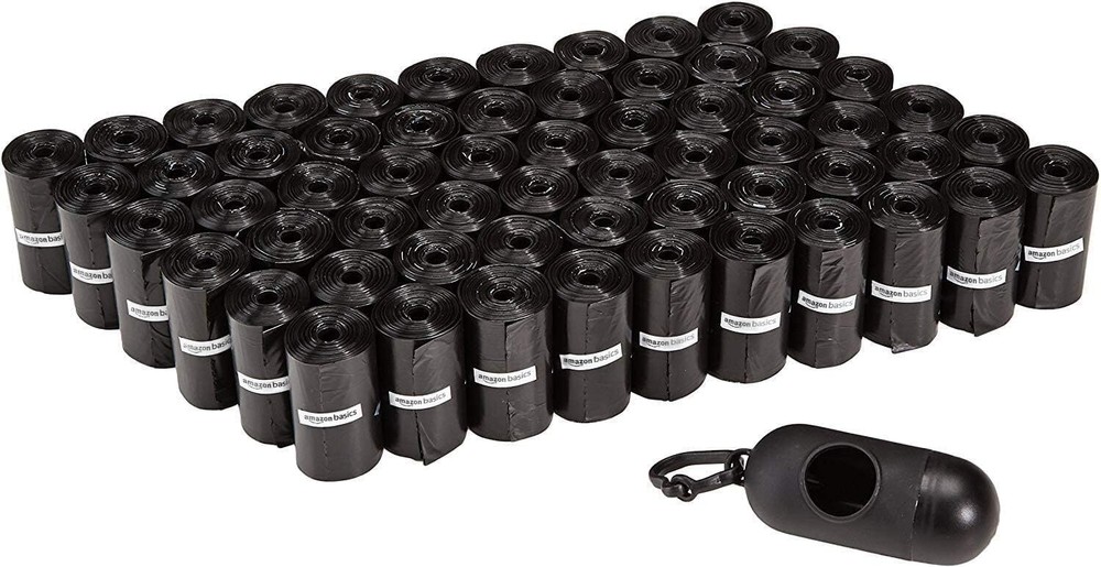 Amazon Basics Dog Poop Leak Proof Bags with 15 Count (Pack of 20), Black