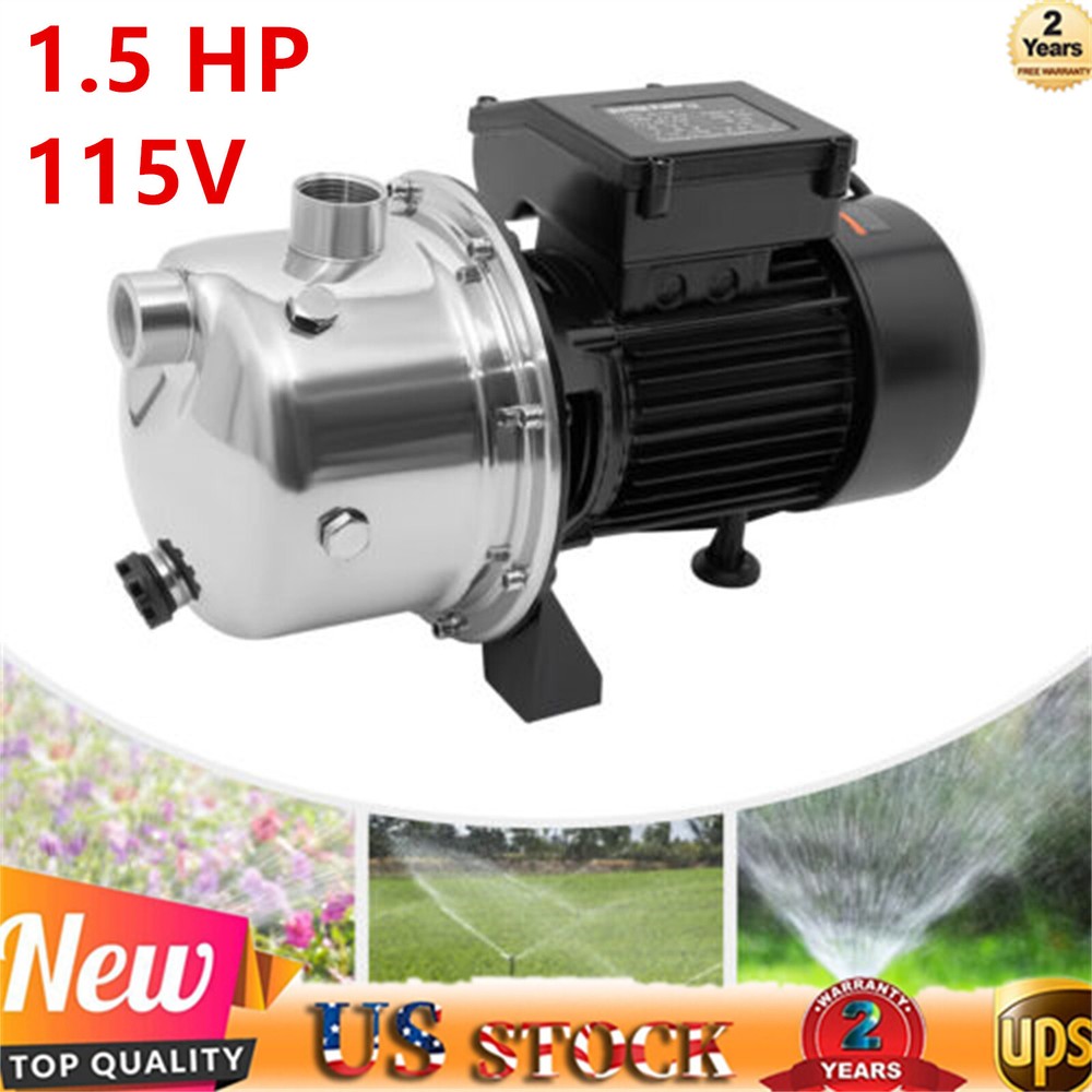 Stainless Shallow Well Pump Garden  Lawn Irrigation Water Jet Pump 1.5 HP 115V