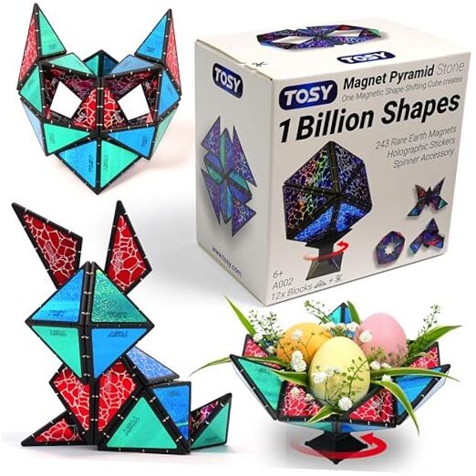 Magnetic Pyramid Building Set: 12 Pieces, 243 Magnets, Endless Shapes