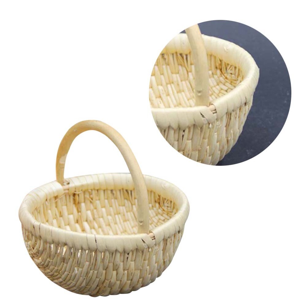Handmade Woven Rattan Storage Basket Small Portable Bin