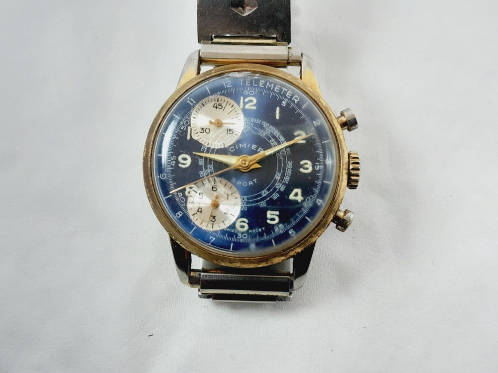 VINTAGE CIMIER SPORT CHRONGRAPH GOLD PLATED MEN'S WATCH 1960s WORKING