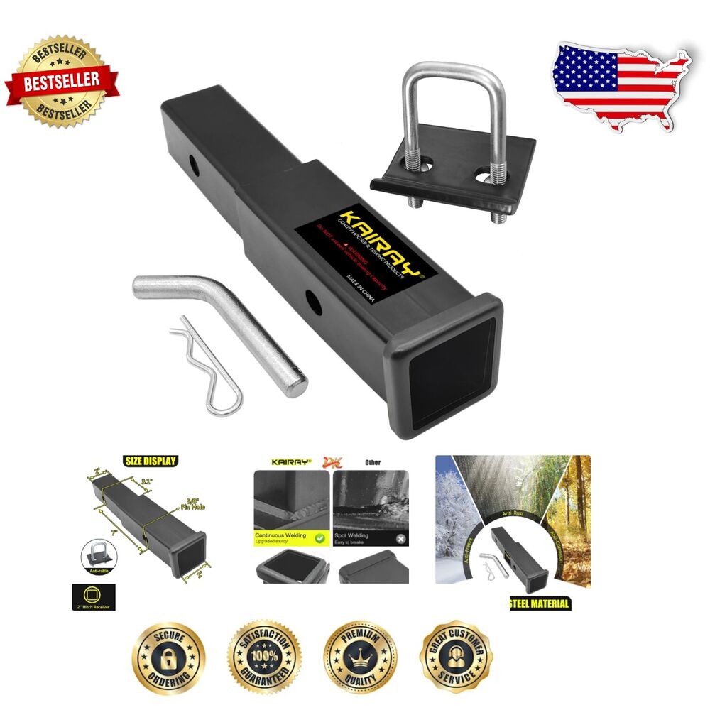 Durable Alloy Steel Trailer Hitch Extender with 5/8 Inch Hitch Pin & Clips