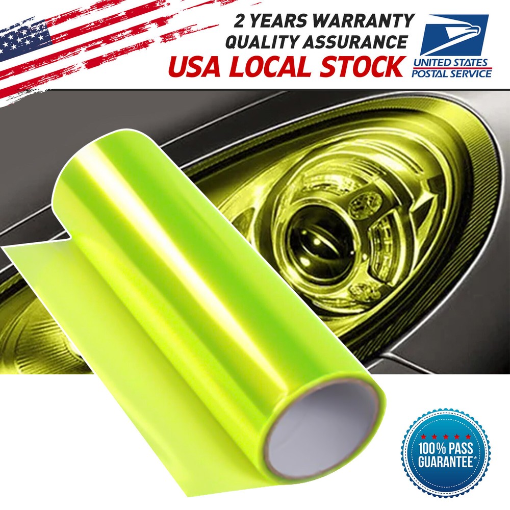 Fluorescent Yellow  Headlight Taillight Fog Light Tint Film Vinyl Wrap Cover NEW