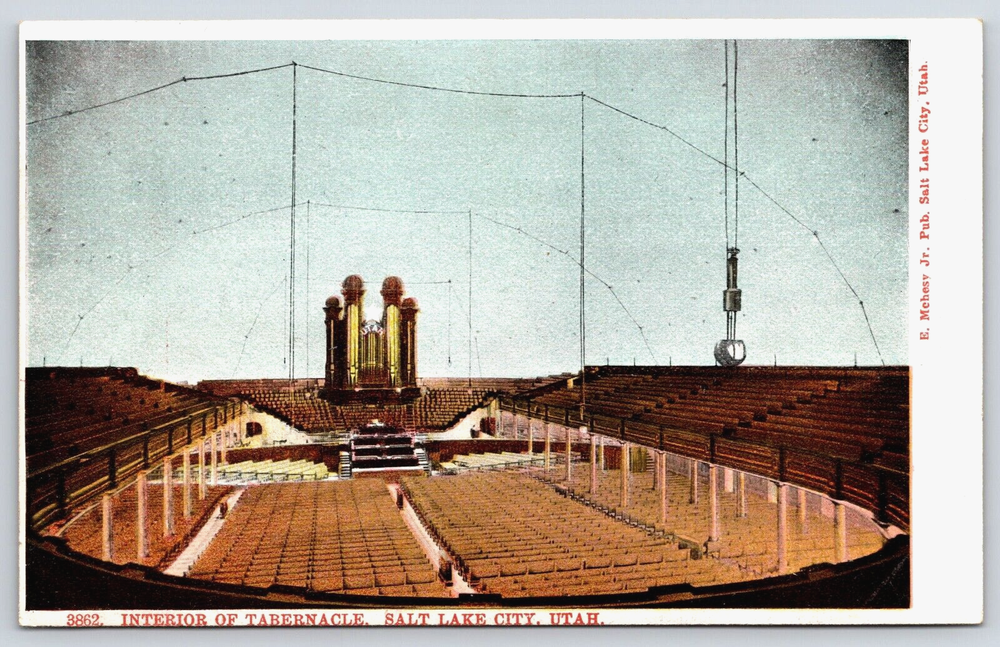 Original Old Vintage Postcard Interior Of Tabernacle Salt Lake City, Utah USA