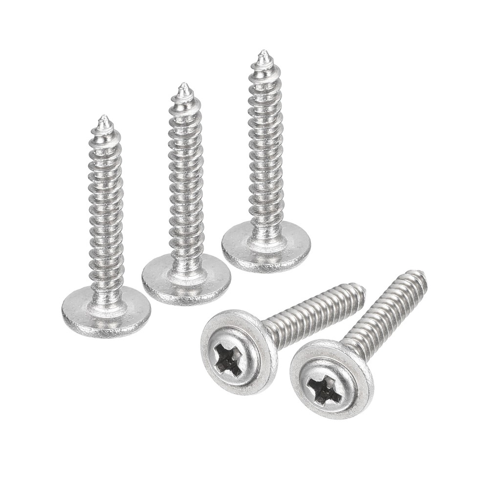 ST2.6x14x6mm Phillips Pan Head Self-tapping Screw with Washer, 100pcs (Silver)