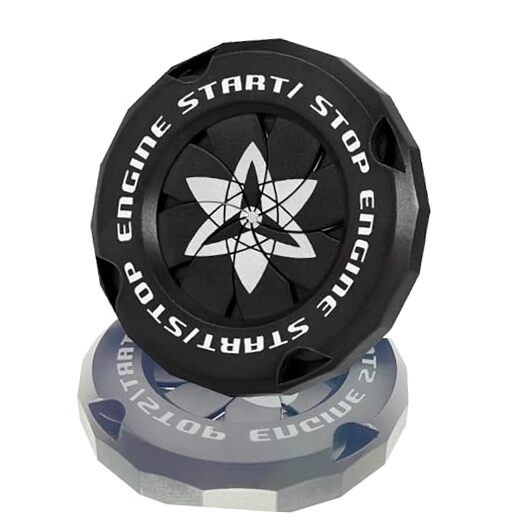 Push Start Button Cover,Rotary Car Engine Start Stop Button Cover B_Anime_Black