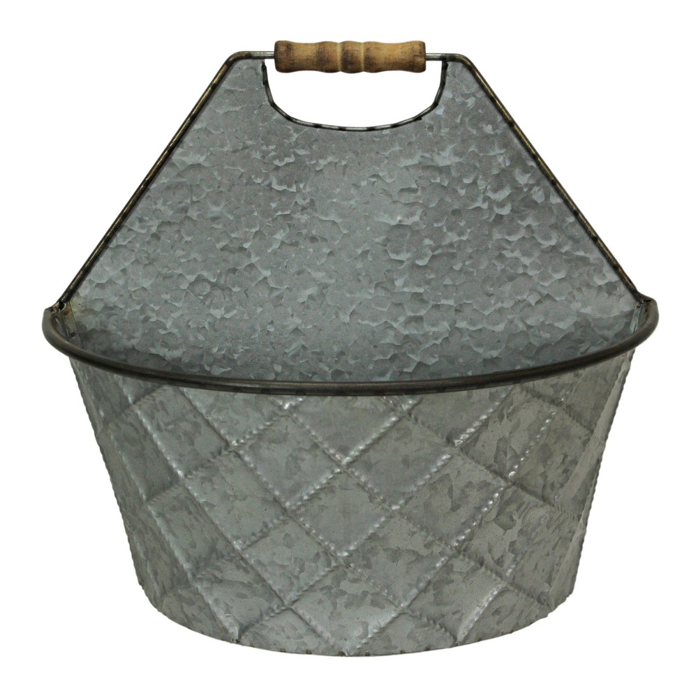 Scratch & Dent Large Galvanized Metal Rustic Wall Pocket Hanging Decor