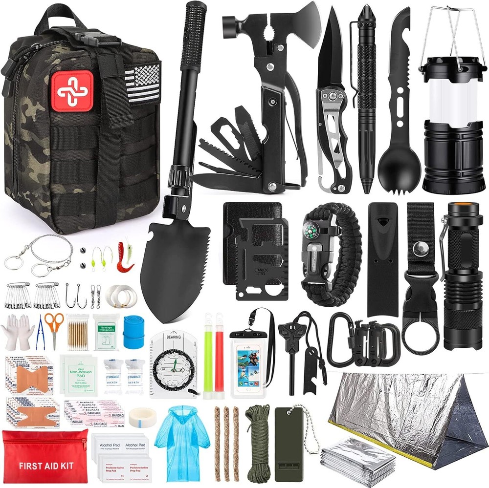 250Pcs Survival Gear First Aid Kit with MOLLE Compatibility for Emergency Prep  