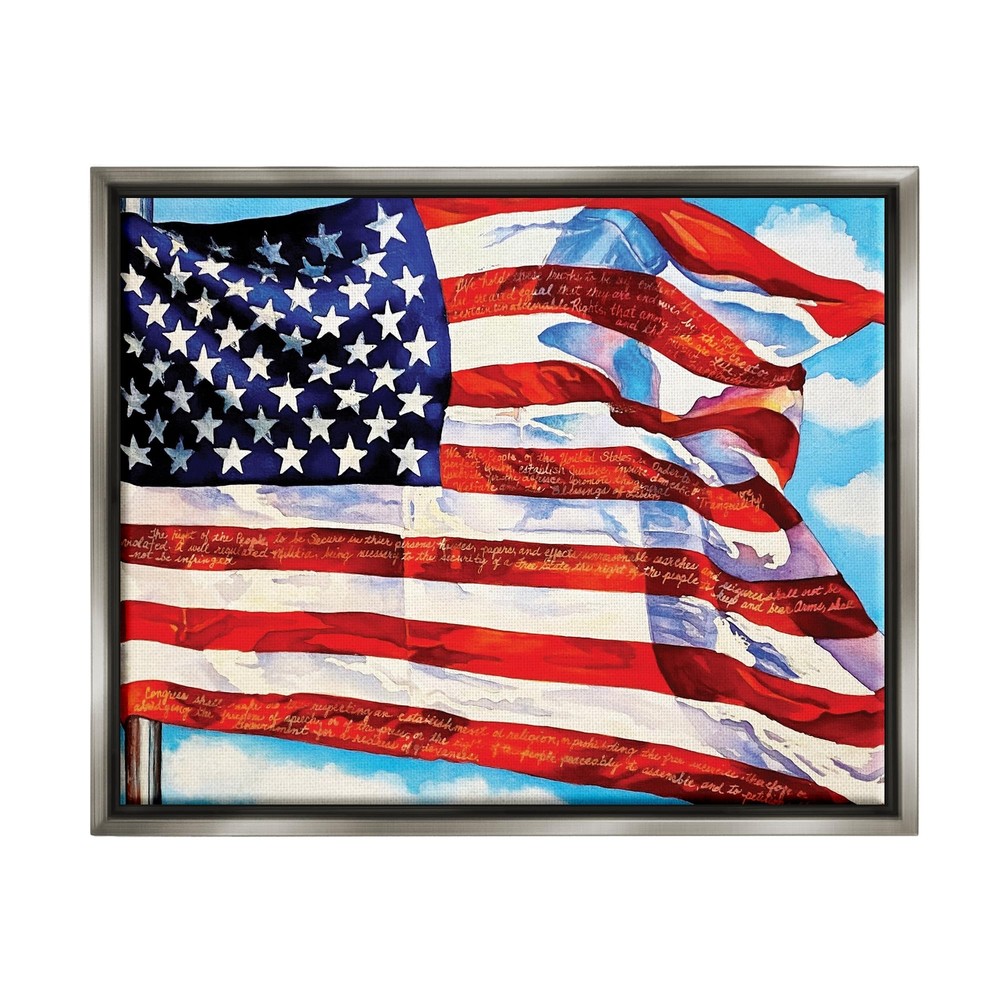 Windblown American Flag Framed Floater Canvas Wall Art by Julia McGrath