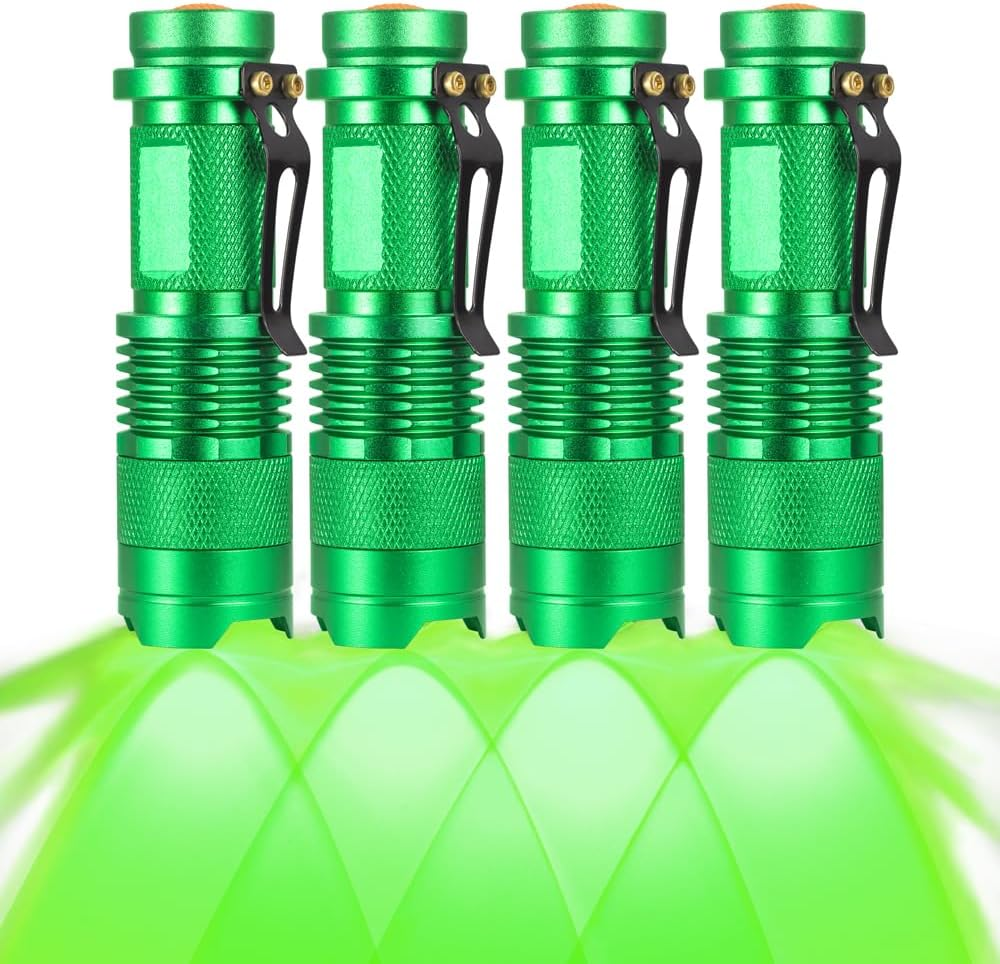 4 Pack Green Light Flashlight, 3 Mode Green LED Flashlight, Green Light for Nigh