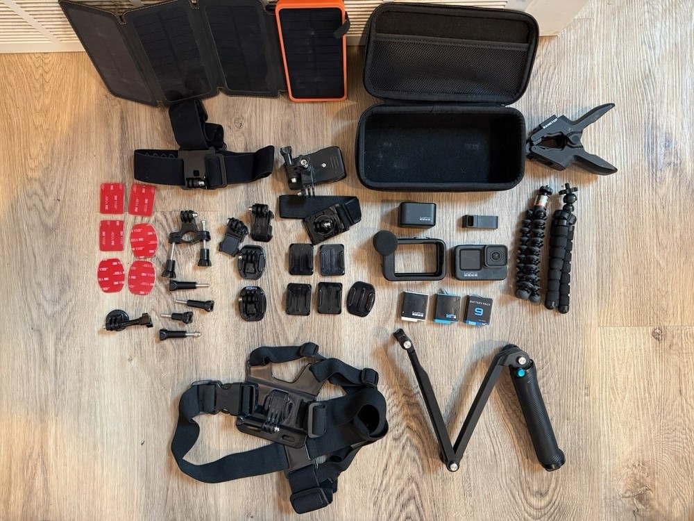 GoPro HERO9 Black Creator Bundle w/ Media Mod 3 Batteries Dual Charger Solar Chg