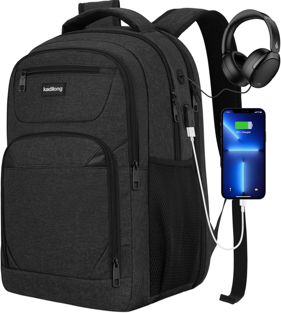 Laptop Backpack for Men, School Bookbag Gift Teens Boys 15,6 inch, Black