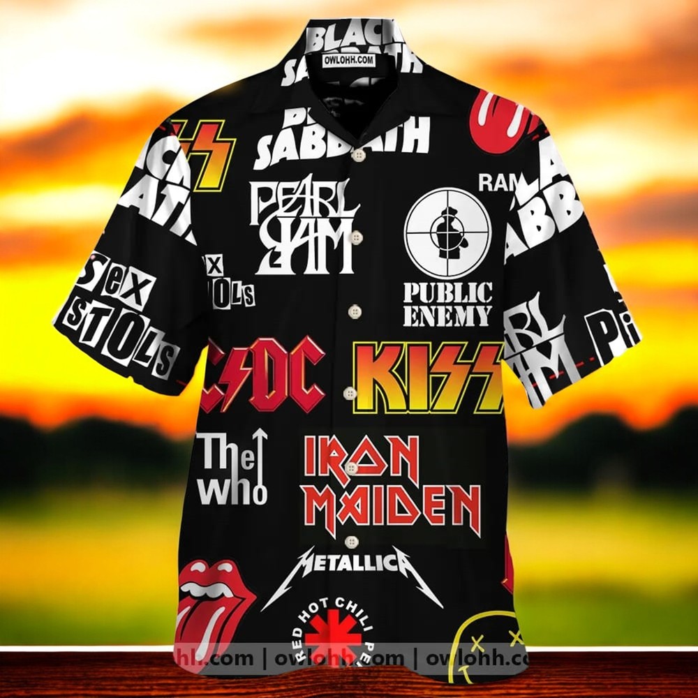 Mens Rock And Roll Punk Print Hawaiian Shirts