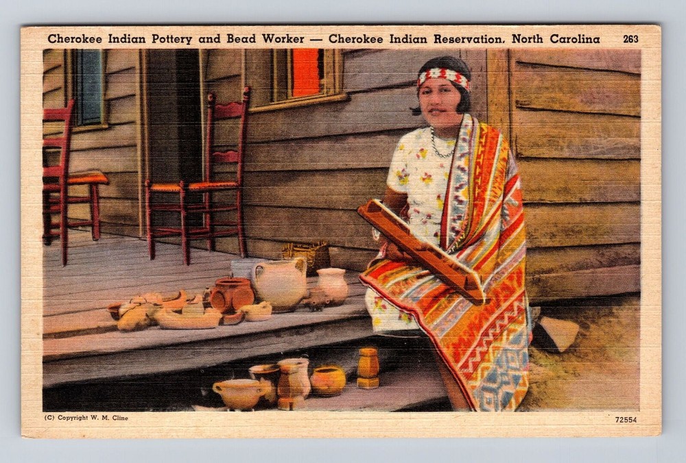 NC- North Carolina, Women With Pottery And Bead Working, Vintage Postcard