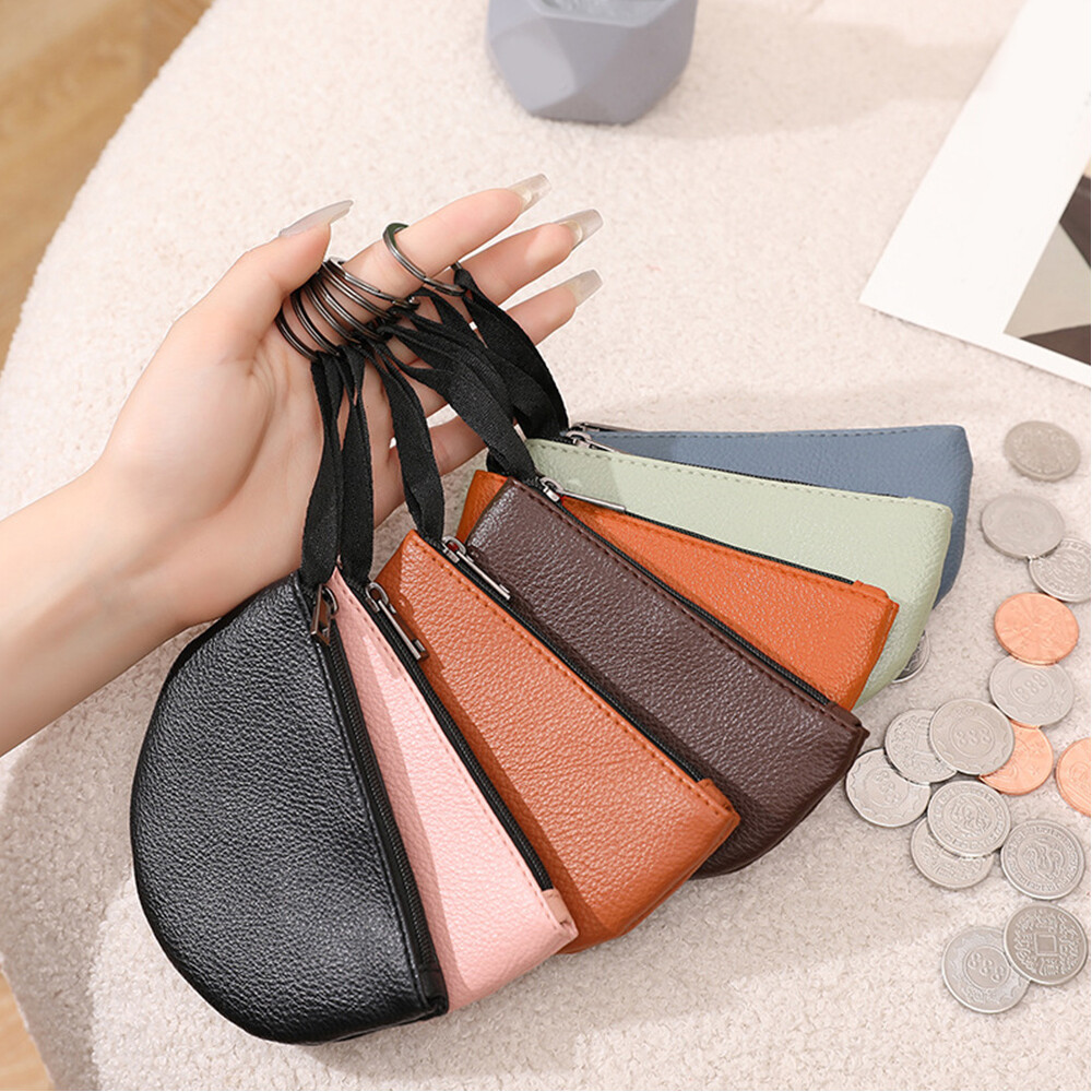 PU Leather Semicircular Credit Card Holder Wallet Key Storage Bag-image
