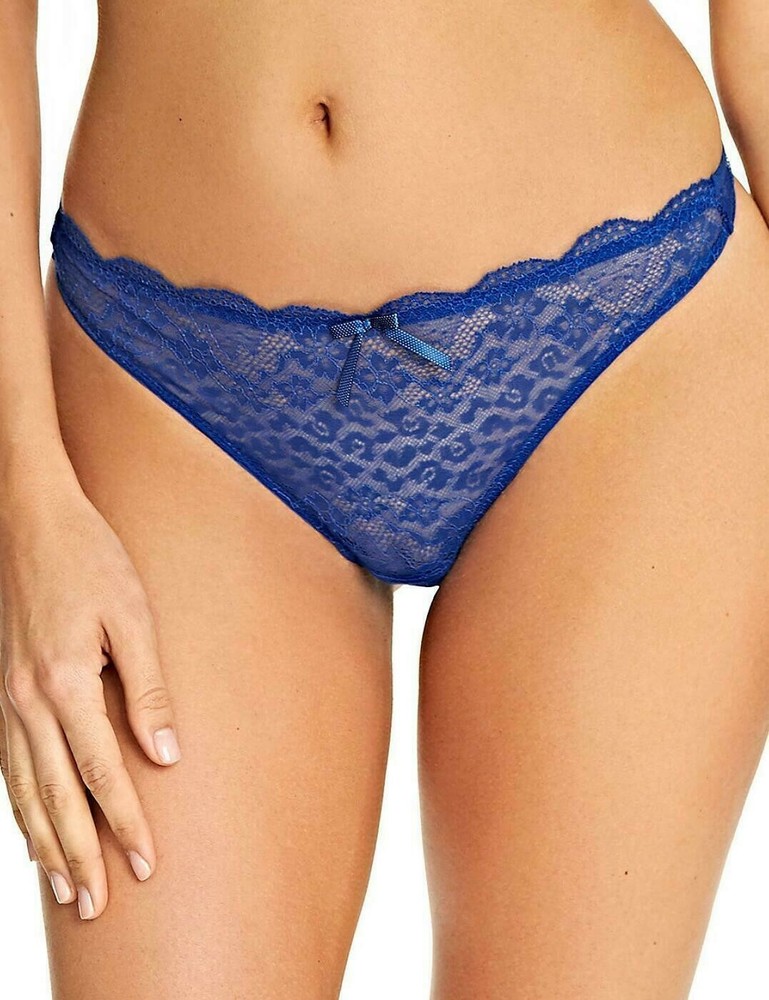 Freya Fancies Thong Size M 12 14 Cobalt Blue Lace Knickers Lingerie 1008