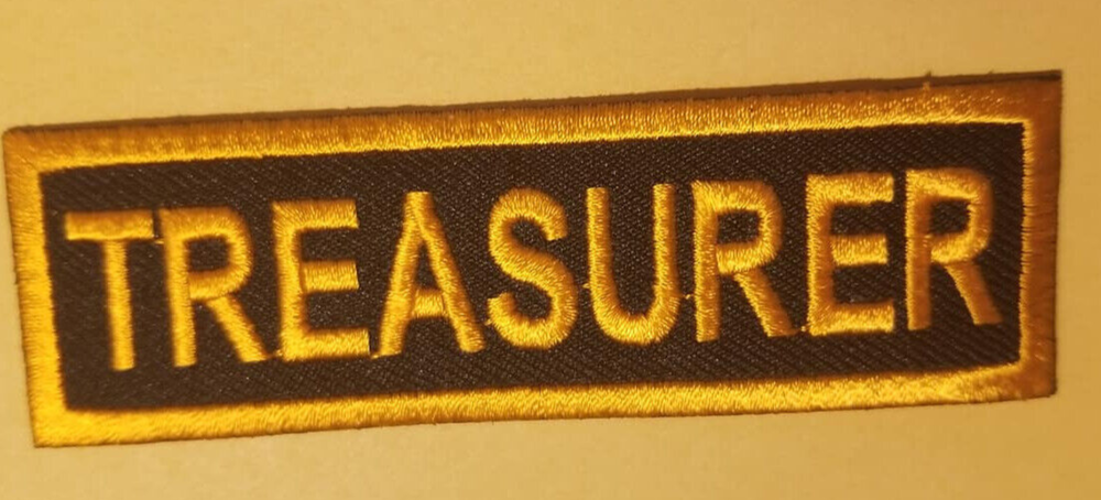 TREASURER Club Officer Embroidered Patch Worldwide shipping ORANGE
