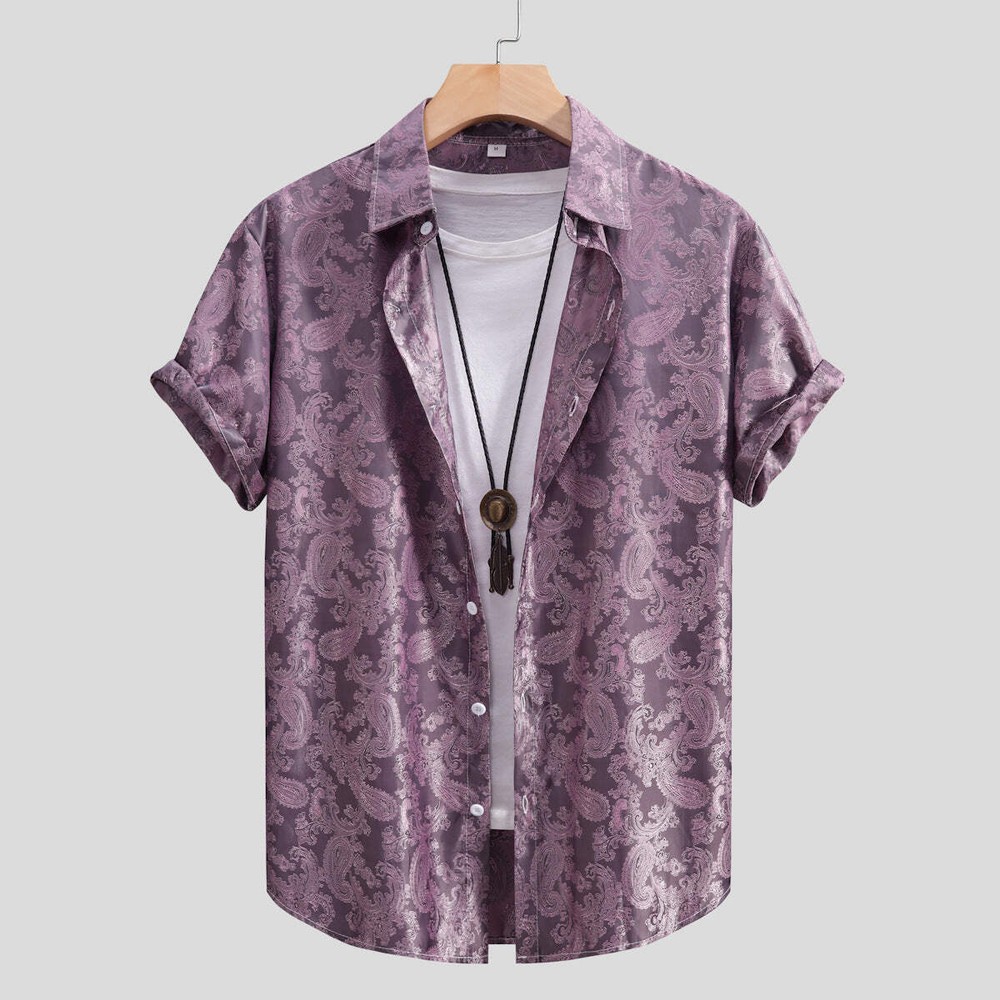 Men's Casual Jacquard Short-sleeved Shirt