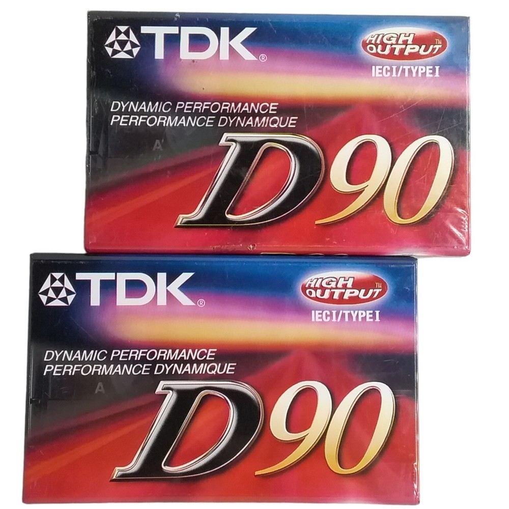 TDK D90 Cassette Tape High Output Type I Set Of 2 NEW Sealed