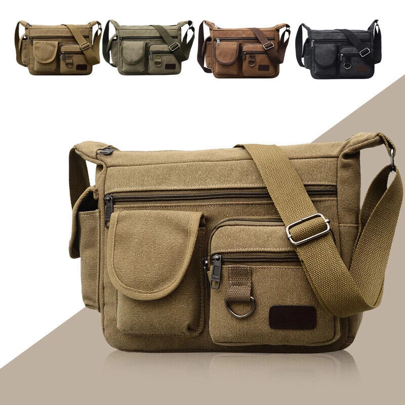 Men's Canvas Cross Body Bag Messenger Shoulder Book Bags School Satchel Vintage