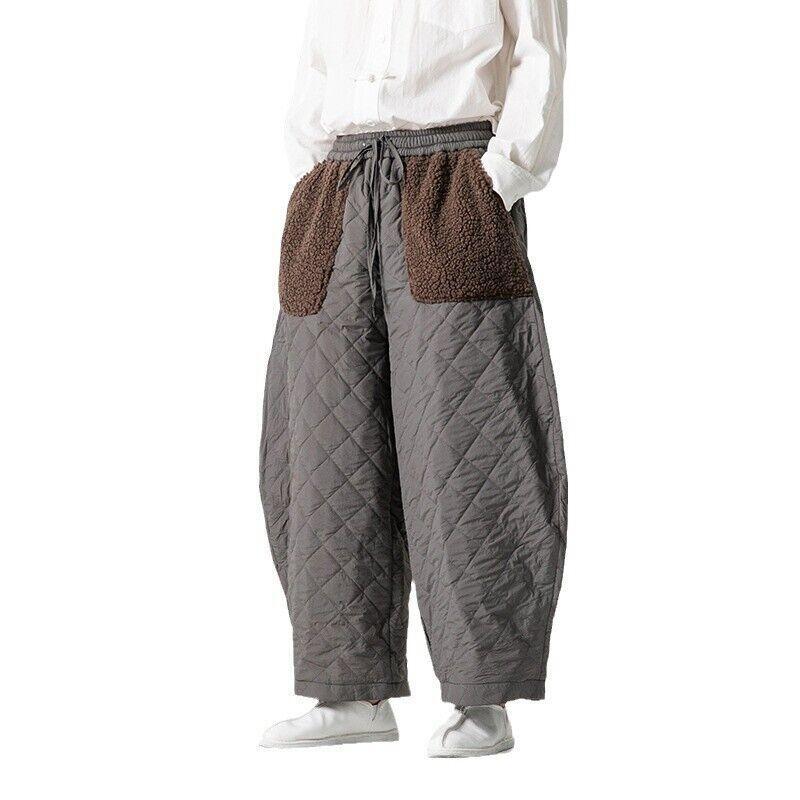Retro Chinese Style Winter Loose Fit Quilted Cotton Casual Pants 5XL