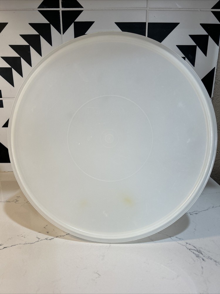 Vintage Tupperware Large Round Clear Dessert Carrier with Lid