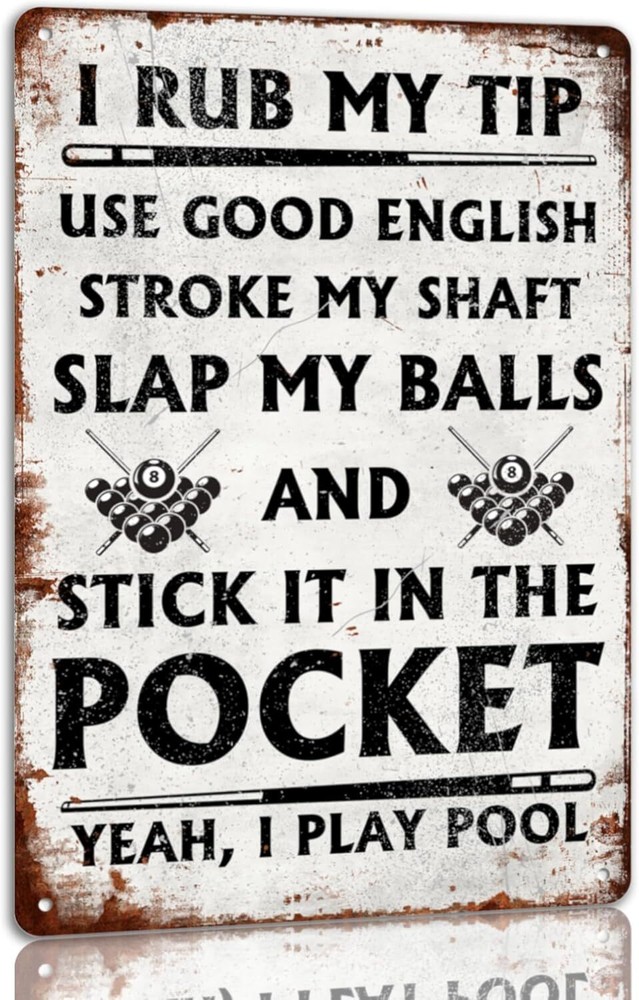 Funny Billiards Tin Metal Sign for Pool Table Room Decor