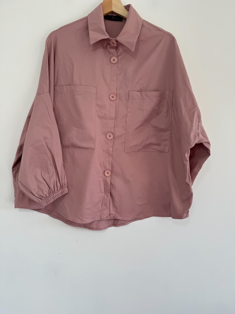 Vintage GDG Actuel Oversized Long Sleeve Button Up Blouse Size 20 Pink