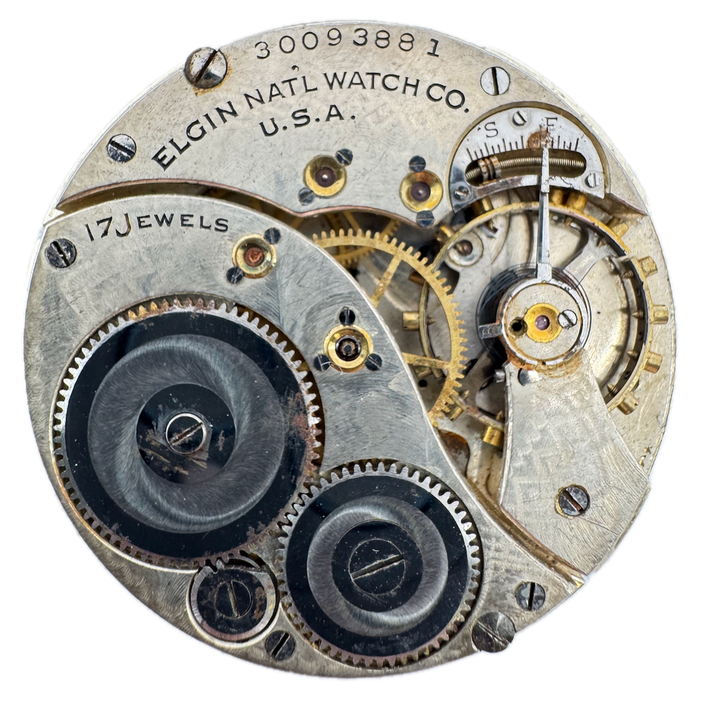 Vintage 1928 Elgin 17J Floral Mechanical Pocket Watch Movement 345 USA